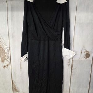 LOFT Black and White Long Sleeve Dress